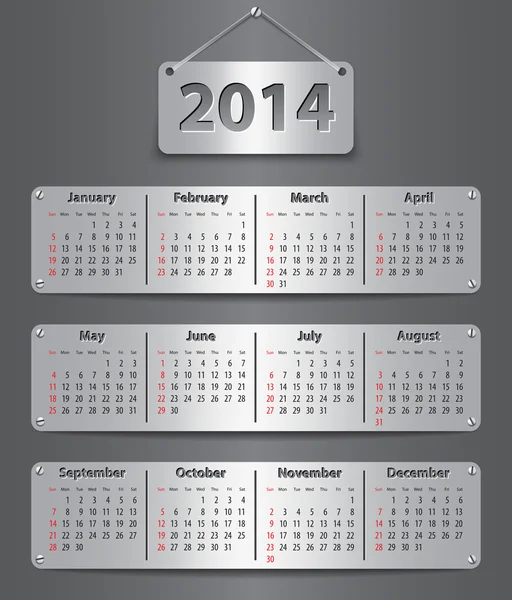 Calendário 2014 — Vetor de Stock