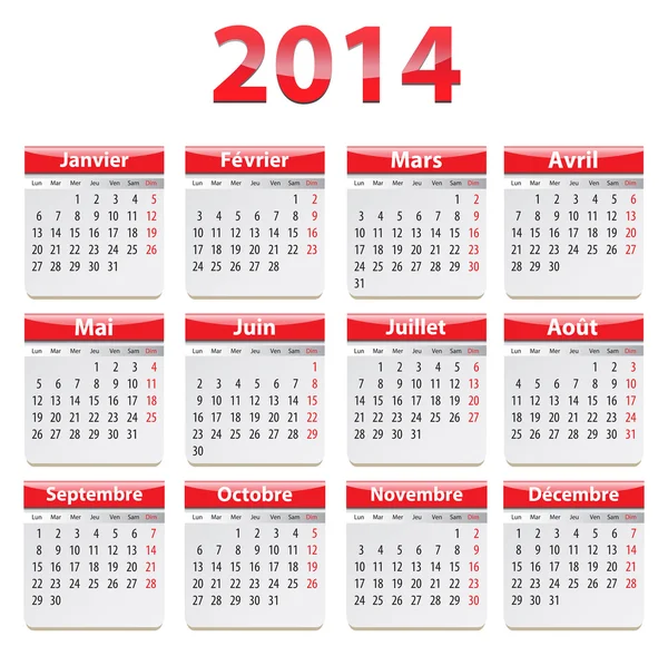 Calendario francés 2014 — Vector de stock