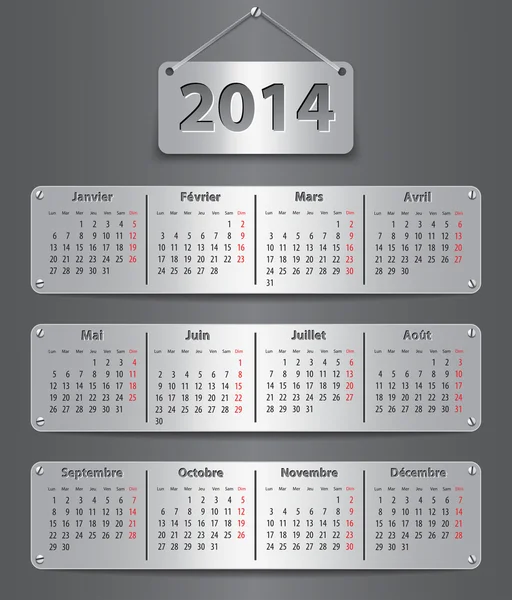 Calendário francês 2014 — Vetor de Stock