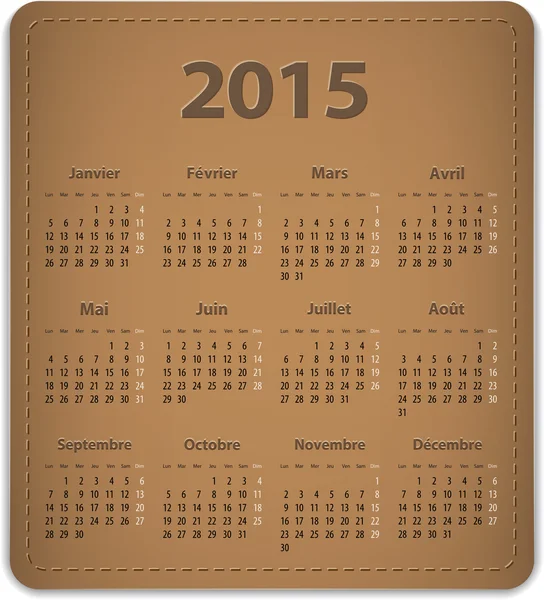 Calendário francês 2015 — Vetor de Stock