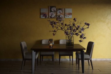 oda içi, mutfak, masa, çiçekler, orkide