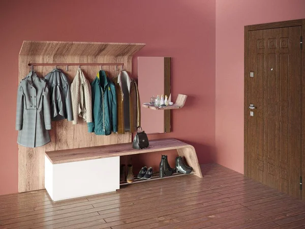 Hallway Interior Wardrobe Clothes Rack — стоковое фото