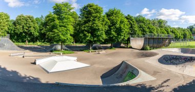 Kempten, Illerdamm, Allgau, Almanya 'da güzel bir gün doğumu parkı..