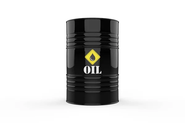 Single Black Oil Barrel White Background Black Barrel Oil White — Stock Photo, Image
