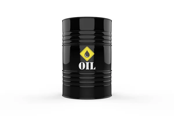 Single Black oil Barrel on white Background. Black barrel of oil on a white bright background. Oil prices inflation. Oil Price rising. Oil Price falling. Show oil crises 