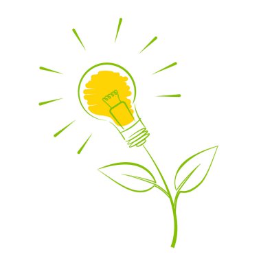 Yeşil enerji sembolü, ampullü bitki