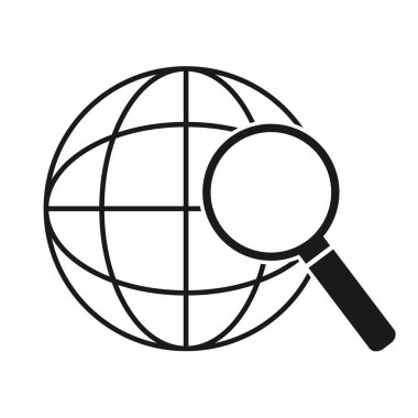 Küre ve büyüteçle internet arama sembolü