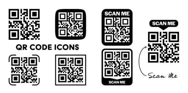 Set di icone del codice QR — Vettoriale Stock