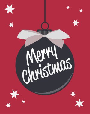 Noel balosu ve yıldızlı kırmızı Noel kartı şablonu