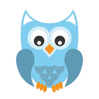 Dost canlısı renkli komedi baykuşu beyazın üzerinde izole edilmiş.