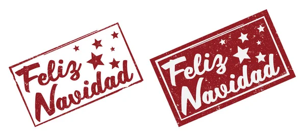 Timbro di gomma grungy graffiato rosso o adesivo con testo FELIZ NAVIDAD — Vettoriale Stock