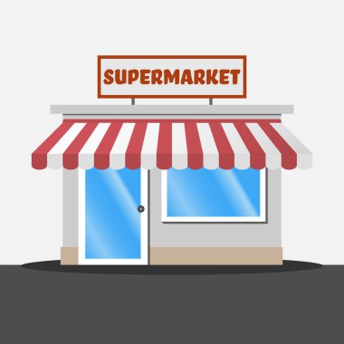 Süpermarket veya bakkal mağaza bina