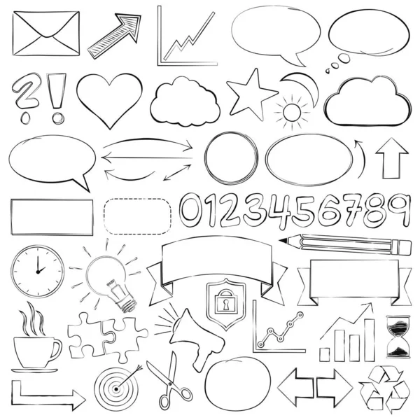 Hand-drawn business icon set — Stock Vector