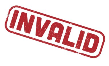 İğrenç kırmızı INVALID lastik damga