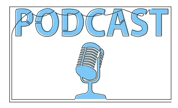 Spojité logo podcastu s mikrofonem — Stockový vektor