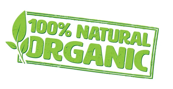 Yeşil ORGANIC,% 100 doğal damga — Stok Vektör