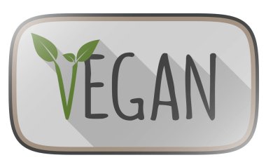 Yeşil yapraklı VEGAN etiketi veya çıkartması