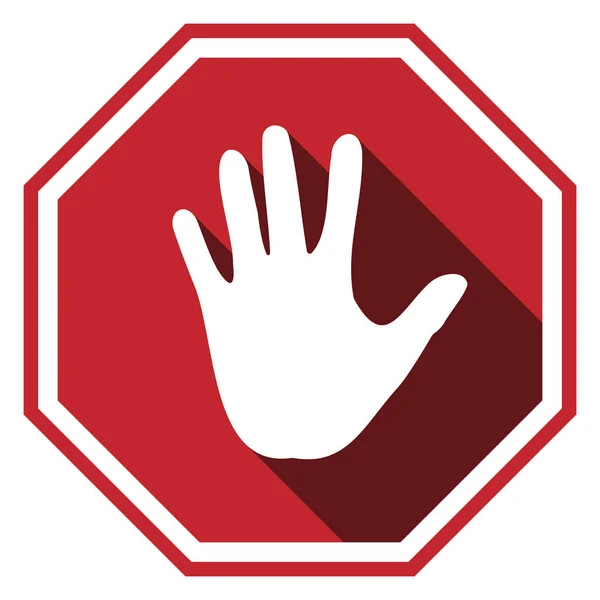 Detener gesto de la mano en señal de stop rojo — Vector de stock