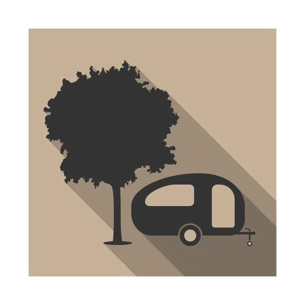 Camping trailer under tree — Stock Vector