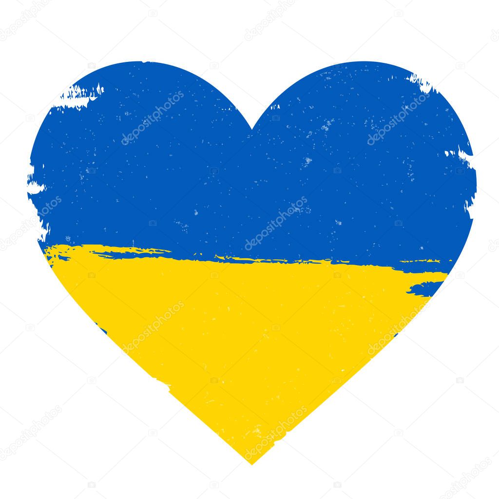 grungy heart shaped Ukranian flag