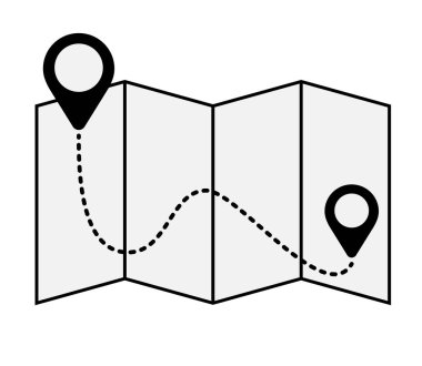 İğneli harita, soyut rota ve konum sembolü