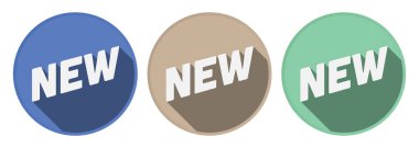 Yuvarlak YENİ çıkartma ya da damla gölgeli rozet