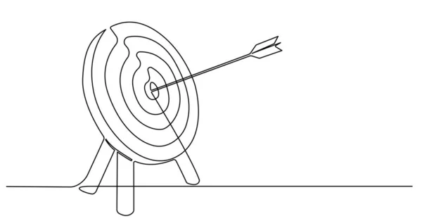 Σχέδιο μιας γραμμής του στόχου τοξοβολίας με βέλος σε bullseye — Διανυσματικό Αρχείο
