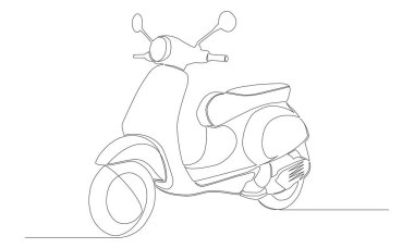 Klasik scooter 'ın tek çizgi çizimi