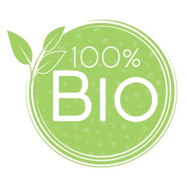 green round 100 percent bio label or sign