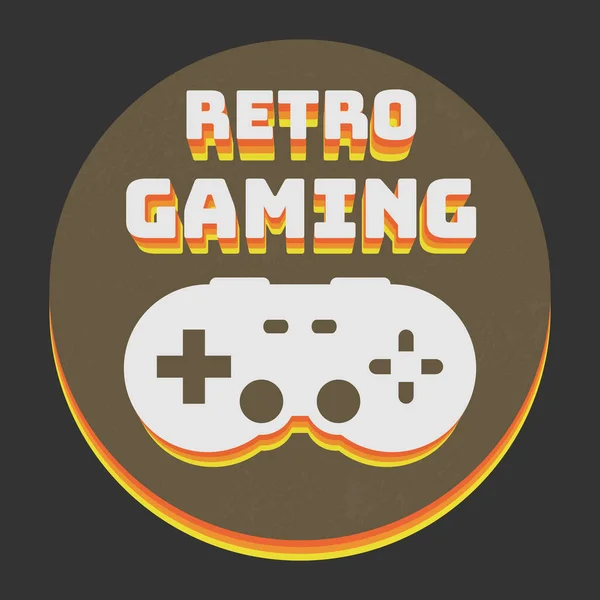 Retro gaming sticker or sign with game controller — Archivo Imágenes Vectoriales