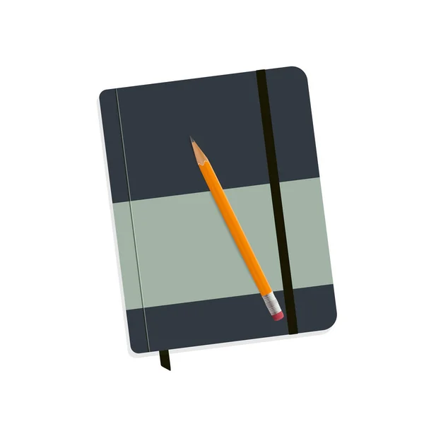 Journal or diary with pencil on white background — Image vectorielle