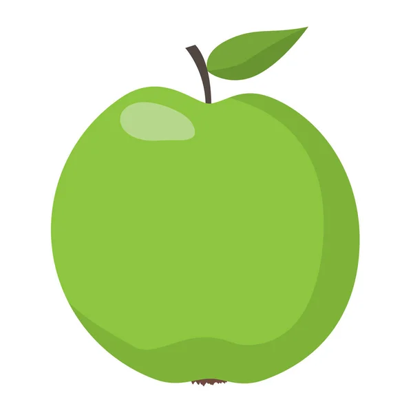 Green Apple Isolated White Background Flat Design Vector Illustration — Stock Vector