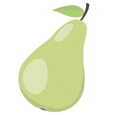 yeşil armut beyaz arkaplanda izole edilmiş, düz tasarım vektör çizimi