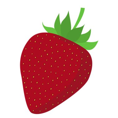 Beyaz arkaplanda izole edilmiş kırmızı olgun çilek, düz tasarım vektör çizimi