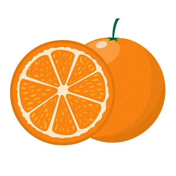 Сочный Апельсин Белом Фоне Векторная Иллюстрация Плоского Дизайна — стоковый вектор
