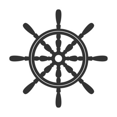 Gemilerin tekerlek sembolü beyaz arkaplanda izole edildi, vektör illüstrasyonu