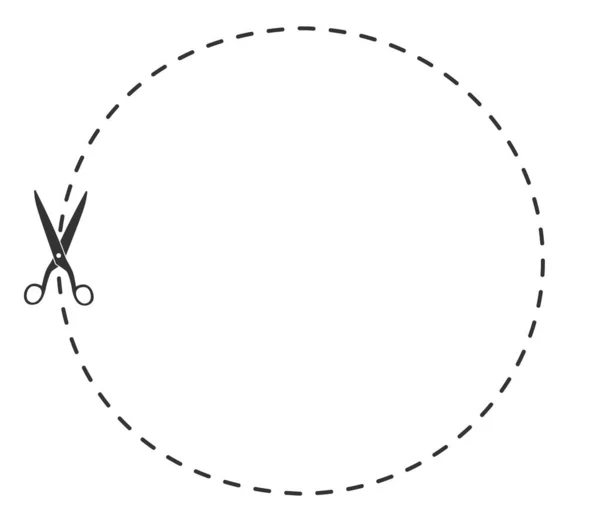 Круговая Пунктирная Линия Вырезать Ножницами Шаблон Купона Векторной Иллюстрации — стоковый вектор