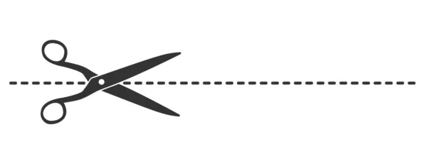 Schere Und Gestricheltes Perforationsliniensymbol Vektorillustration — Stockvektor