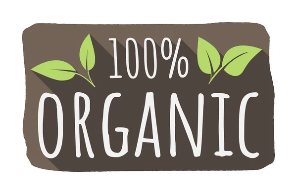 Handdrawn Label Sign Text 100 Percent Organic Vector Illustration — Vector de stock