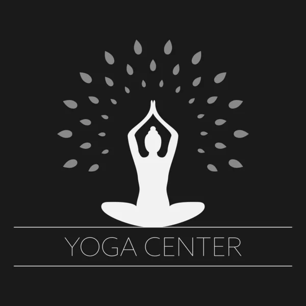 Yoga Center Meditation Sign Female Silhouette Vector Illustration — ストックベクタ