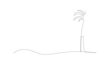 animated continuous single line drawing of person relaxing in hammock between palm trees, line art animation