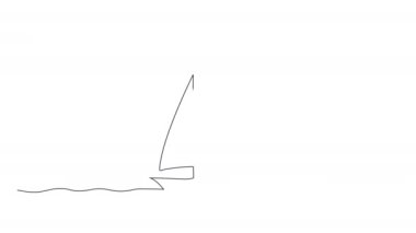 continuous line drawing of sailboat on water, sailing boat single line animation