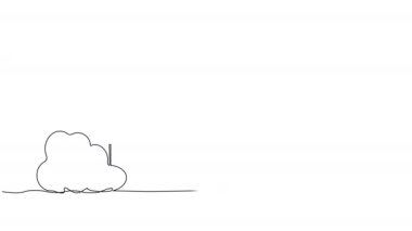 animated single line drawing of single-familiy home, line art animation