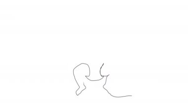 animated single line drawing of baby in diaper sleeping on its back, line art animation
