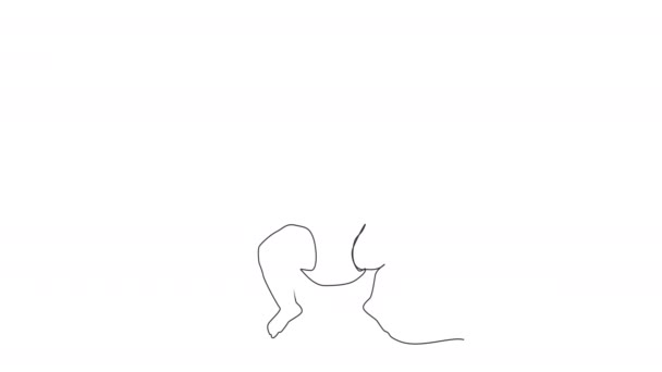 Animated Single Line Drawing Baby Diaper Sleeping Its Back Line — Video Stock