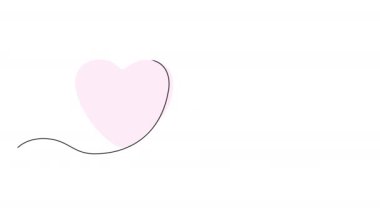 kalp şeklinde uçuş yolu olan kağıt uçak çizimleri, çizgi sanatı animasyonu