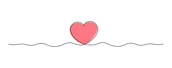Desenho Linha Única Coração Vermelho Isolado Fundo Branco Amor Romance —  Vetores de Stock