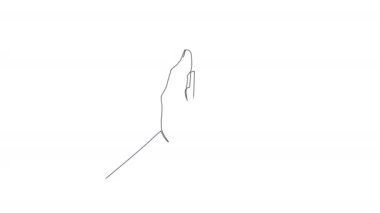 beyaz arkaplanda izole edilmiş akıllı telefonu tutan tek çizgi çizimi, çizgi sanat animasyonu