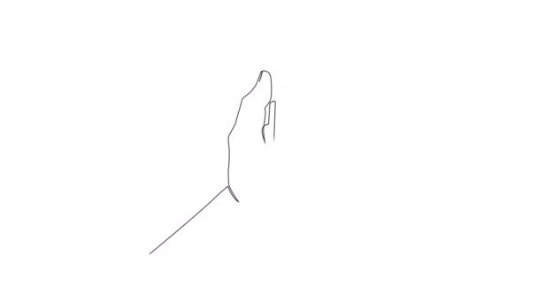 Disegno Animato Singola Linea Smartphone Mano Tenuta Isolata Sfondo Bianco — Video Stock