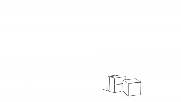 Animovaný Jednořádkový Kresba Dárečků Pod Vánoční Stromeček Line Art Animace — Stock video